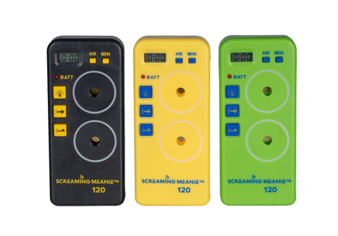 Screaming Meanie 110<br> Extra loud 120 dB alarm timer. <br>Simple to Set. Easy to Use.